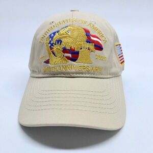 USA 250th Anniversary 1776-2026 Patriotic Eagle Khaki Baseball Cap Hat Adjusta